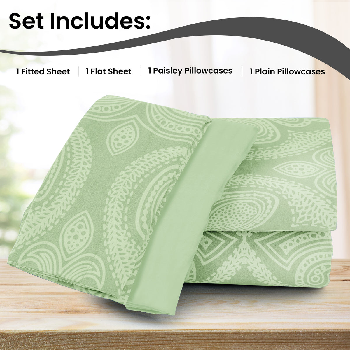 Deep Pocket Fitted Sheet Set 4-Piece Microfiber Soft Brushed Polyester Wrinkle Free Bed Sheets 10 Colors Twin Full Queen King California King