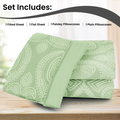 Deep Pocket Fitted Sheet Set 4-Piece Microfiber Soft Brushed Polyester Wrinkle Free Bed Sheets 10 Colors Twin Full Queen King California King