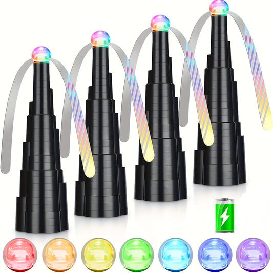 Table Fly Fan Set of 4 – USB Rechargeable LED Fly Repellent Fan Portable Tabletop Fly Spinner Keep Flies Away Indoors Outdoors BBQ Camping Picnic Patio Dining & Food Protection