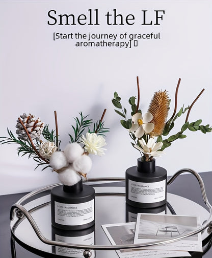 Reed Diffuser with Real Dried Flowers and Sticks, 5oz Aromatherapy Home Fragrance Scent Oil Diffuser for Bathroom Bedroom Living Room, Gardenia Jasmine Sandalwood Citrus Scents, Elegant Gift Set