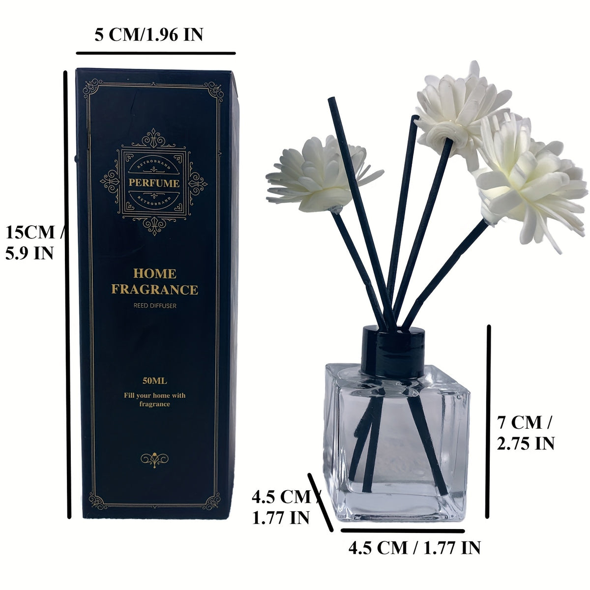 Reed Diffuser Set 50ml Aromatherapy Home Fragrance – Long-Lasting Scented Diffuser Sticks for Bedroom Living Room Office, Elegant Air Freshener Gift, 4 Scents: Gardenia Lavender Shangri-La Encounter