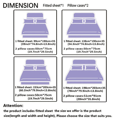 Digital Print Fitted Sheet Set 3 Piece Deep Pocket 15" – Plaid & Mechanical Pattern Bed Sheet with 2 Pillowcases, All Season Microfiber Bedding for Home & Dorm, Twin Full Queen King, 7 Colors