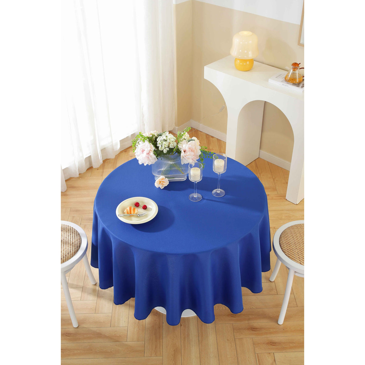 Round Tablecloth 10 Pack Wrinkle-Resistant Polyester Fabric Table Cover for Wedding Party Banquet Restaurant Home, Washable Reusable Round Table Cloth 60 70 90 108 120 Inch Multiple Colors