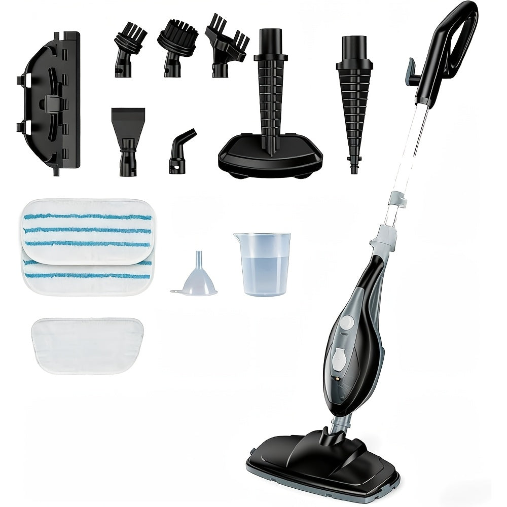 Steam Mop 10-in-1 1300W Detachable Handheld Floor Cleaning Machine – Multi-Surface Steam Cleaner for Hardwood, Tile, Laminate & Carpet, 16Ft Cord, 2 Washable Pads, Upright & Handheld 2-in-1