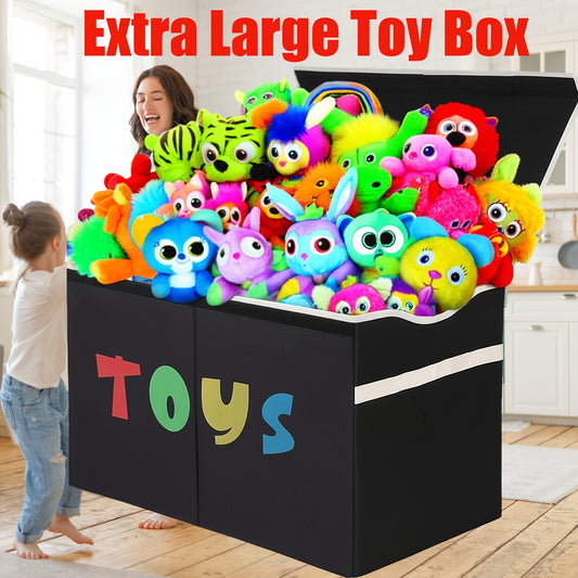 Extra Large Kids Storage Bin with Lid 31.7 Gallon, Collapsible Toy Chest Organizer for Boys & Girls, Toddler Storage Box for Living Room, Bedroom & Nursery Shelf – Black or Gray