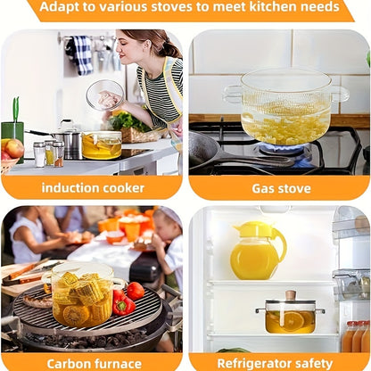 Borosilicate Glass Pot Stovetop Safe Dishwasher Safe Heat Resistant Glass Saucepan - Small Large for Soup Milk Baby Food Noodles Tea - Home Kitchen Restaurant Use Clear Glass Cookware