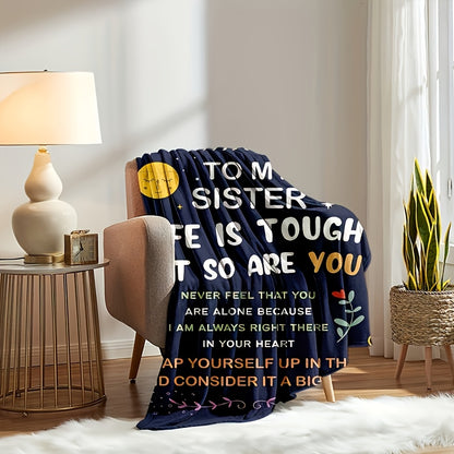 Flannel Throw Blanket To My Sister, Soft Cozy Warm Envelope Printed Blanket for Couch Bed Sofa Camping Travel, All Season Nap Blanket, Birthday Christmas Gift for Sister in 2 Sizes