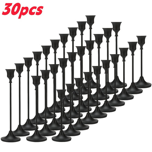 Metal Candle Holders Set of 30 – S/M/L Mixed Sizes for Wedding, Christmas, Halloween, Candlelight Dinner & Home Decor, Table Centerpiece Photo Props, Retro & Black