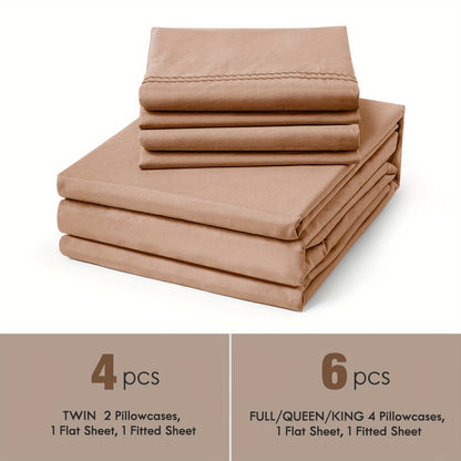 Fitted Sheet Deep Pocket Microfiber - Soft Breathable Cooling Bed Sheet Twin Full Queen King, Wrinkle & Fade Resistant, 14 Colors Available for Bedroom Dorm Guest Room