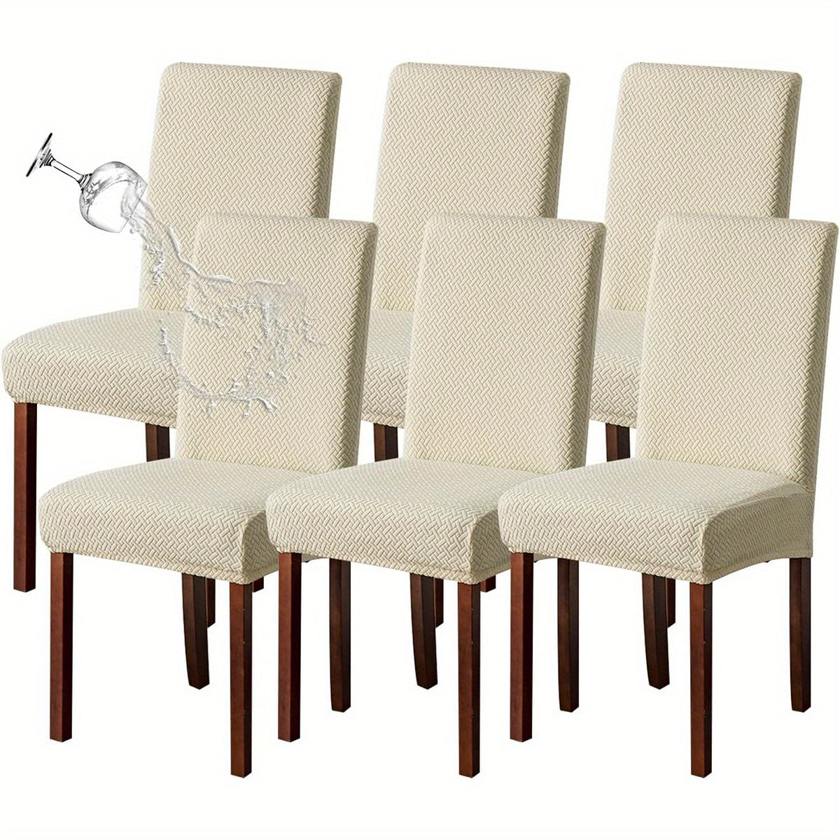 Chair Covers for Dining Room Set of 4 & 6 - Stretch Polar Fleece Jacquard Slipcovers with Elastic Band, Machine Washable Removable Seat Covers for Kitchen Dining Chairs, Multiple Colors