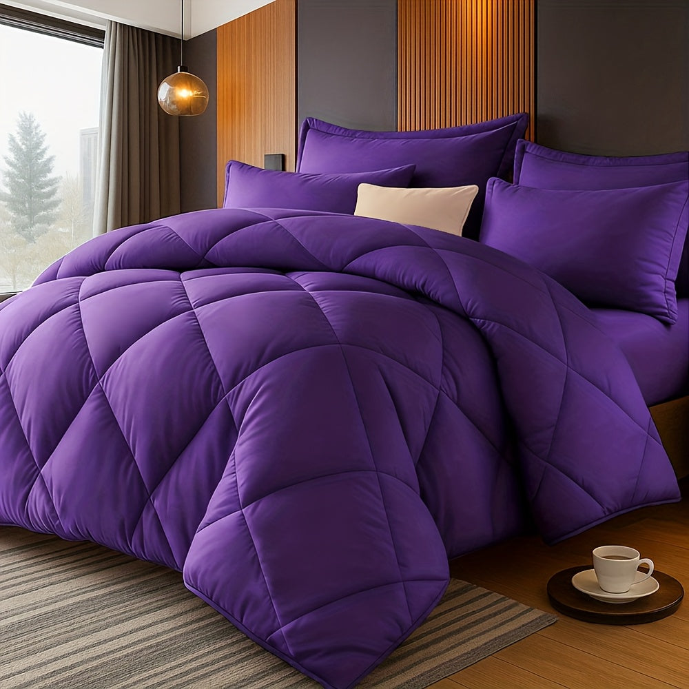 Quilt Comforter Set with Pillowcases Twin Queen King - Soft Breathable Diamond Pattern Lightweight Bed Quilt 2/3 Piece, 20 Colors Blue Purple Green Red Black Orange Brown