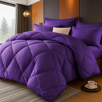 Quilt Comforter Set with Pillowcases Twin Queen King - Soft Breathable Diamond Pattern Lightweight Bed Quilt 2/3 Piece, 20 Colors Blue Purple Green Red Black Orange Brown