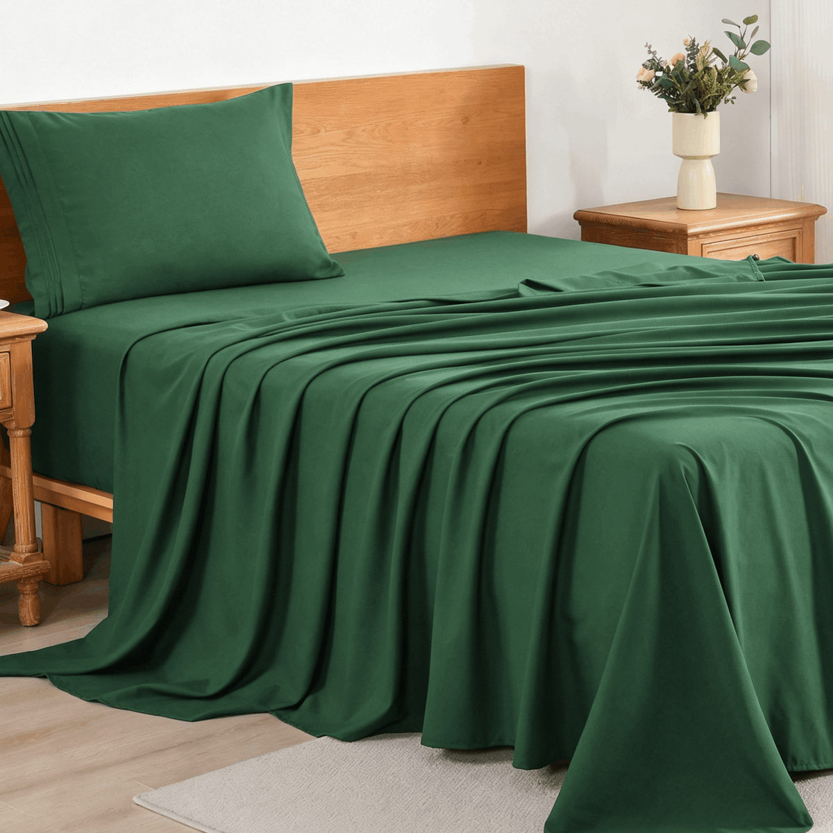 Cooling Bed Sheet Set 3/4 Piece 18 Inch Deep Pocket, Soft Breathable Microfiber Sheets for Hot Sleepers Hotel Luxury Summer Bedding Twin Full Queen King, 12 Colors Available