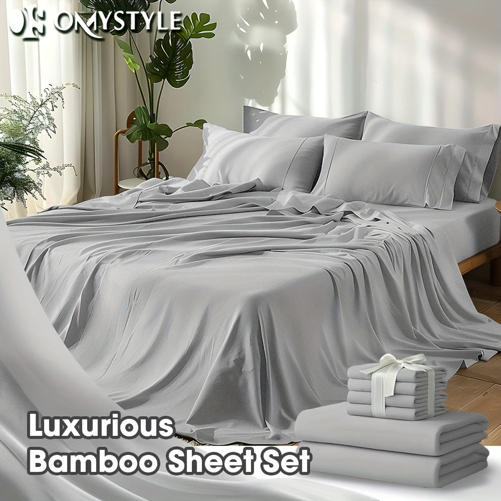 2000TC Bamboo Cooling Sheet Set Ultra Soft – 16 Inch Deep Pocket Fitted Sheet for Hot Sleepers, Shrink Fade Wrinkle Resistant Breathable Bedding | Twin Full Queen King | 11 Colors | Home Viaco