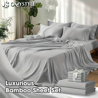 2000TC Bamboo Cooling Sheet Set Ultra Soft – 16 Inch Deep Pocket Fitted Sheet for Hot Sleepers, Shrink Fade Wrinkle Resistant Breathable Bedding | Twin Full Queen King | 11 Colors | Home Viaco
