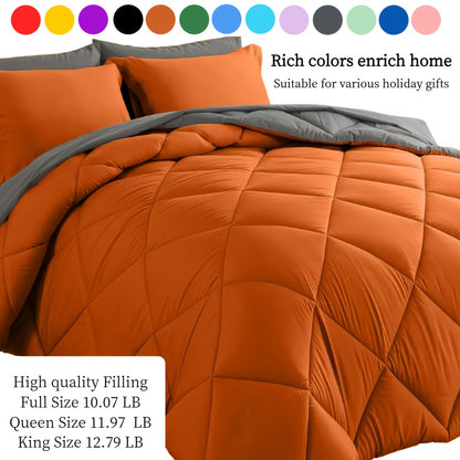 7-Piece Comforter Set Bed in a Bag - Soft Microfiber Down Alternative Comforter with Sheets Pillow Shams All Season Bedding Set Full Queen King, Multiple Colors