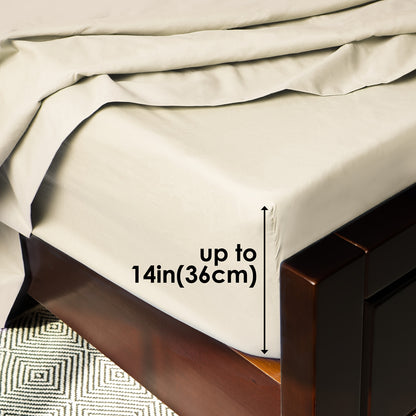 Fitted Sheet Deep Pocket Microfiber - Soft Breathable Cooling Bed Sheet Twin Full Queen King, Wrinkle & Fade Resistant, 14 Colors Available for Bedroom Dorm Guest Room