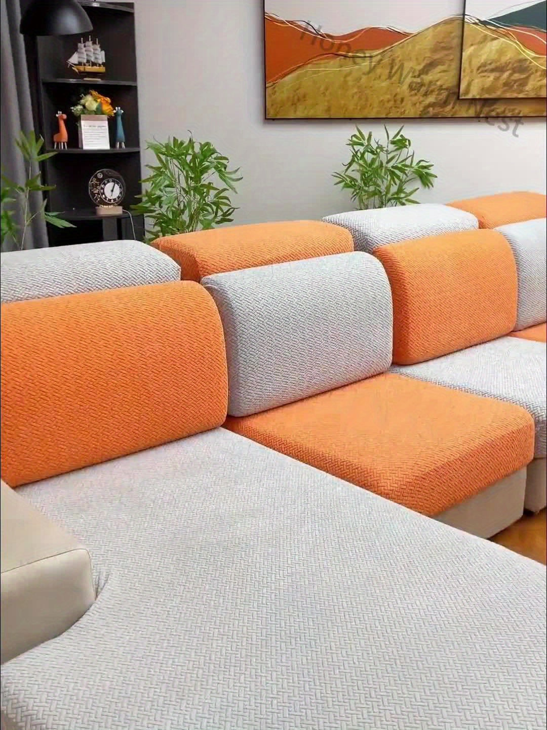 Stretch Jacquard Sofa Cover Non-Slip Elastic Furniture Protector for 1 2 3 4 Seater & L-Shaped Sectional Sofa – Wear-Resistant Polyester Slipcover, Machine Washable, Living Room Bedroom, 5 Colors