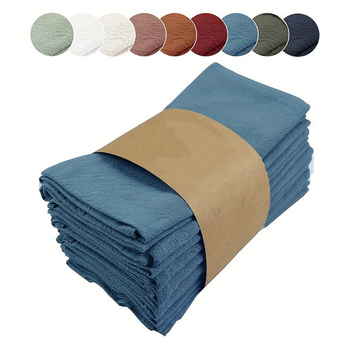 Cloth Napkins Set of 6 or 12 Solid Color Pleated Texture 16x16 Inch Washable Reusable Fabric Napkins for Wedding Dinner Party Banquet Restaurant Kitchen Table Decor