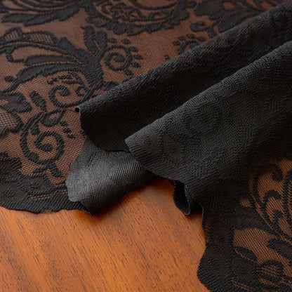 Black Lace Tablecloth with Floral Pattern - Elegant Polyester Rectangular Table Cover for Farmhouse, Thanksgiving, Holiday Dining & Wedding Decor, Machine-Made Durable Fabric