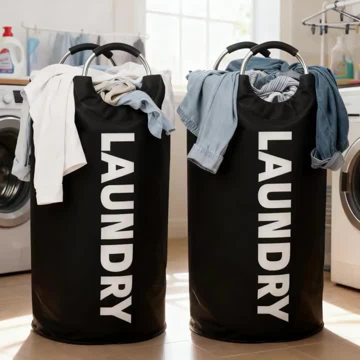 Extra Large Foldable Laundry Basket Set 95L/25 Gal – 2-Pack Thickened Waterproof Oxford Cloth Tall Storage Baskets for Bedroom, Bathroom, Dorm & Closet Organization, Multiple Colors