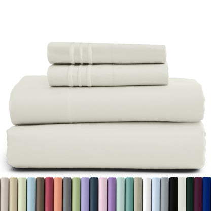 1800 Series Bed Sheets Set 4 Pieces – Brushed Microfiber Deep Pocket Sheet Set with Pillowcases, Cooling & Breathable Bedding for All Seasons, Fade Resistant, Fits Mattresses Up to 16 Inches