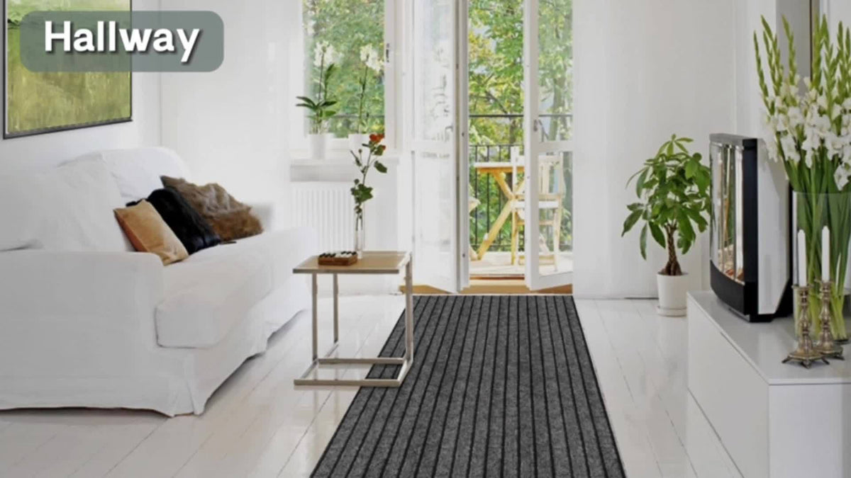 Runner Rug Non-Slip Kitchen Mat with Rubber Backing 1800G Heavy Duty Washable Indoor Outdoor Area Rug for Kitchen Entryway Hallway Laundry Room Balcony – Deep Grey Black Red Katose 2x5 2x8 2x16 Ft