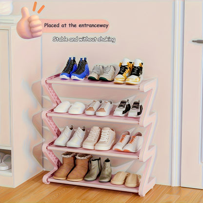 4-Tier Shoe Rack Organizer for Entryway, Upgraded Metal Tube Shoe Shelf with Thickened Plastic Parts, Multi-Layer Freestanding Shoe Storage for Bedroom Hallway Dormitory Closet, Space Saving Shoe Stand, Multiple Colors