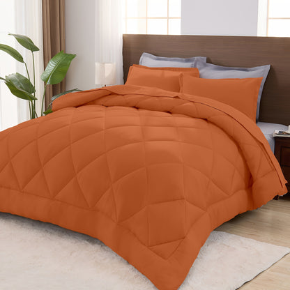 Comforter Set Quilted Bedding All Seasons – Warm Soft Breathable Fluffy Fill Duvet with Pillowcases, Twin XL Full Queen King Cal King, Multiple Colors