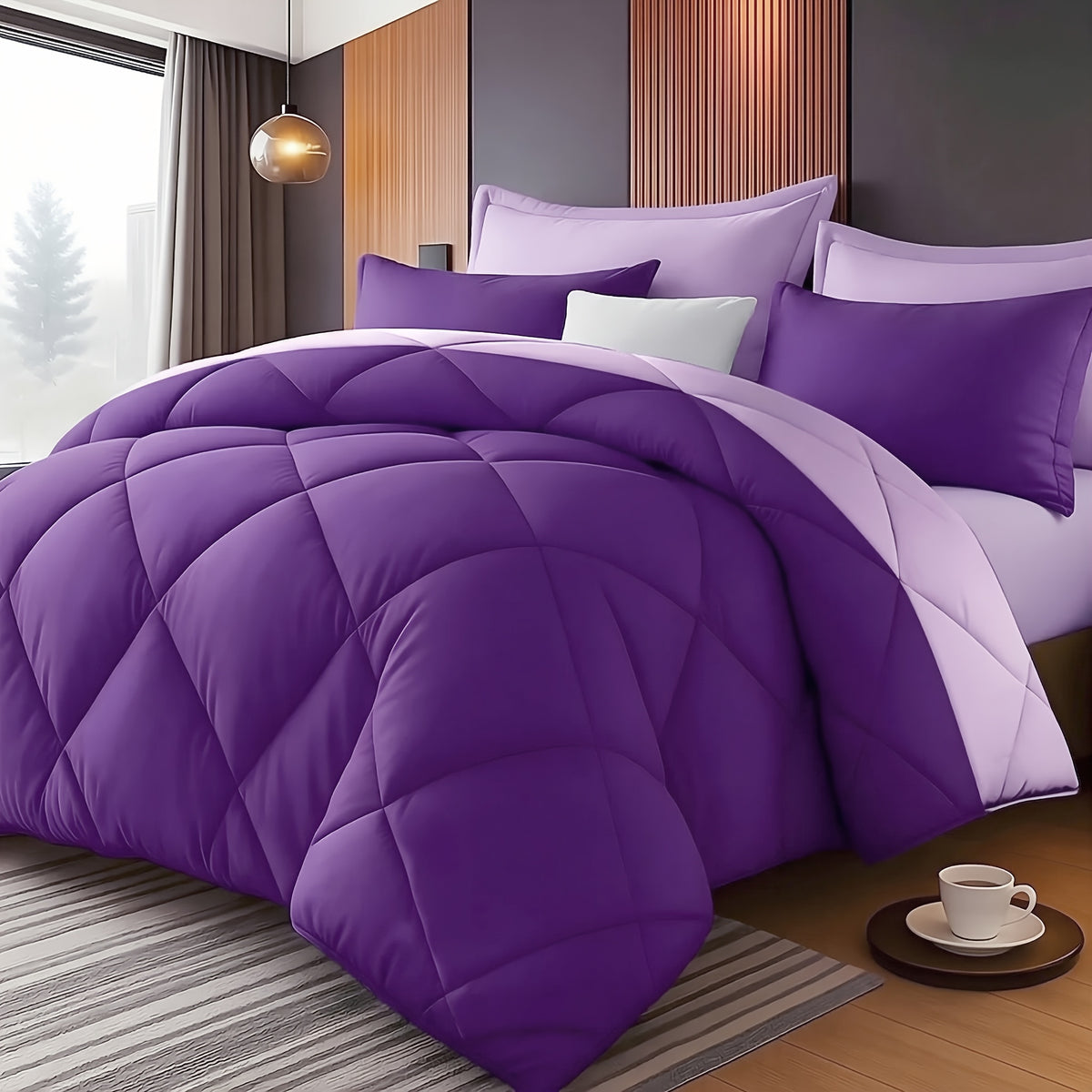 Quilt Comforter Set with Pillowcases Twin Queen King - Soft Breathable Diamond Pattern Lightweight Bed Quilt 2/3 Piece, 20 Colors Blue Purple Green Red Black Orange Brown