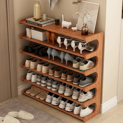 Widened Reinforced Bamboo Shoe Rack 3/5/6 Tier – Multi-Layer Shoe Organizer with Independent Sorting, Space-Saving Design for Entryway, Living Room, Bedroom & Garage