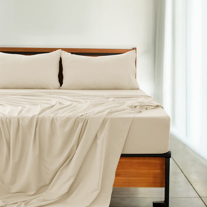 Soft Microfiber Bed Sheet Set 4-Piece 1800 Series 16 Inch Deep Pocket Hotel Luxury Cooling Sheets with Embroidered Pillowcases, Fade & Shrink Resistant, Twin to Cal King, 20 Colors