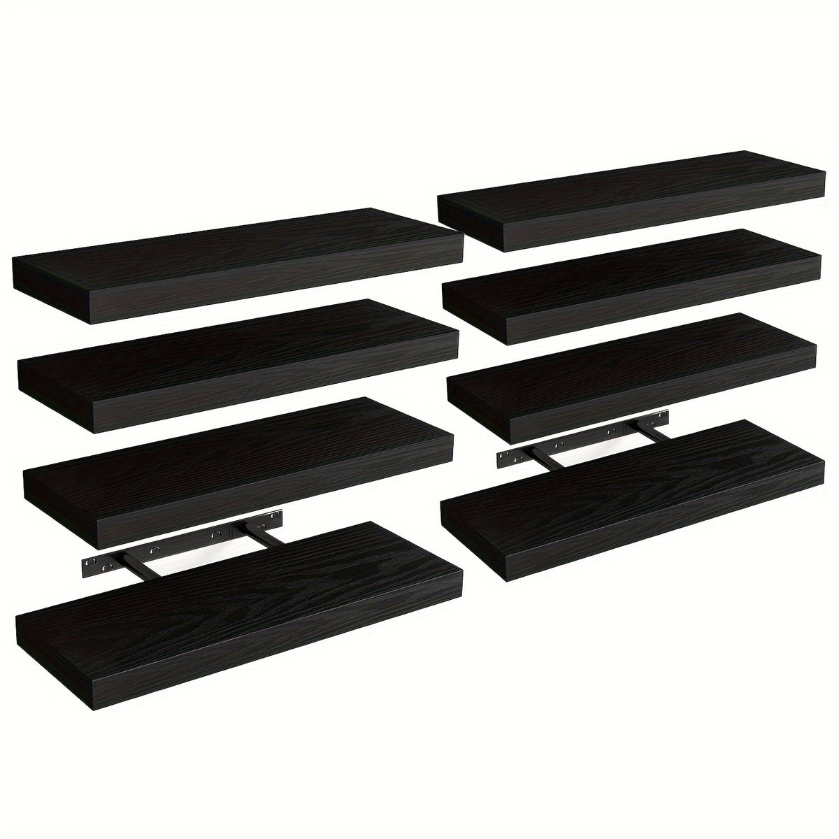 Rustic Floating Shelves 15.8 Inch 4 or 8 Pack – Wall Mounted Wood Shelf with Invisible Brackets for Home Decor Living Room Bedroom Bathroom Kitchen Brown Black White Gray