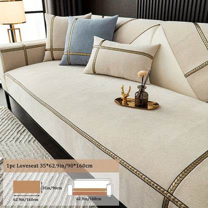 Chenille Sofa Cover Pet-Friendly All-Season Slipcover Furniture Protector for Living Room Bedroom Office - Fits Single 2 3 4 Seater Sofa - Blue-Green Deep Gray Off White Light Gray