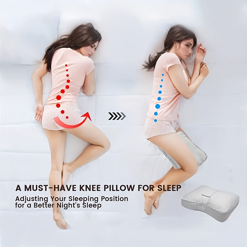 Knee Pillow for Side Sleepers Memory Foam Leg Pillow with Adjustable Straps – Spine Alignment Hip Back Pain Relief Sleeping Cushion