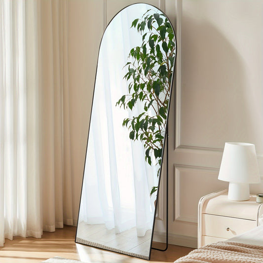 Arched Full Length Mirror 59"x16" Floor Mirror with Aluminum Alloy Frame & Shatter-Proof Nano Glass – Standing Full Body Wall Mirror for Bedroom Living Room Cloakroom