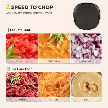 Electric Food Processor 450W with 2 Bowls – Mini Food Chopper & Meat Grinder with 4 Bi-Level Blades, 2-Speed Control, 8-Cup Capacity, for Baby Food, Meat, Onion & Vegetable Chopping