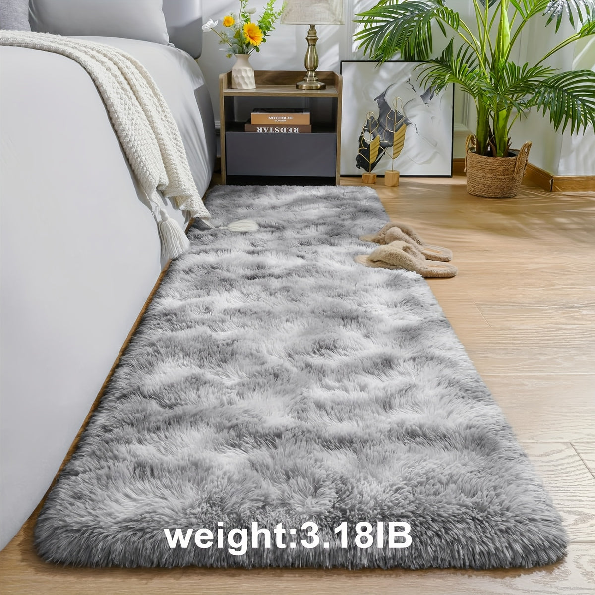 Fluffy Area Rug Non-Slip Soft Plush Carpet for Living Room Bedroom Kitchen Bathroom – Modern Home Decor Floor Mat Easy to Clean – Multiple Sizes & Colors Coffee Gray Black