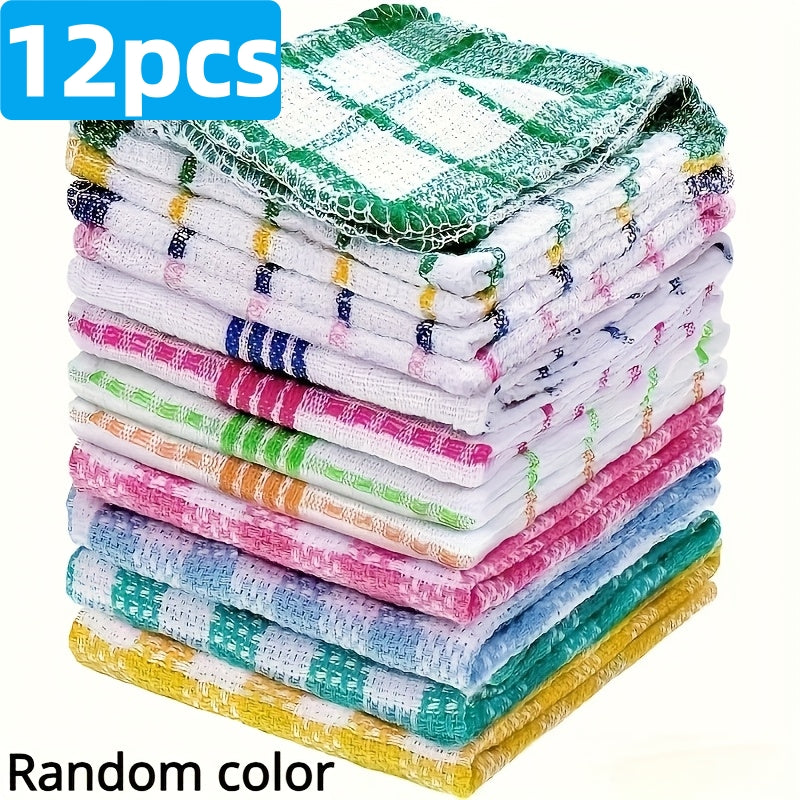 12-Pack Soft Absorbent Kitchen Dishcloths – Reusable Durable Household Cleaning Cloths for Kitchen Home Everyday Use
