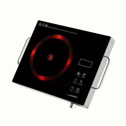 Portable Electric Ceramic Hot Plate 2200W with Dual Control - Infrared Countertop Burner with Adjustable Temperature, Touch & Rotation Knob, Induction Compatible Cooktop for Dorm, RV & Small Kitchen