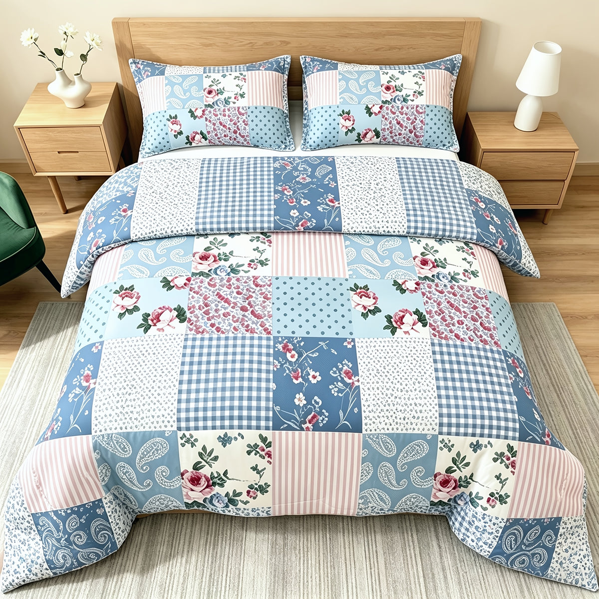 Thin Quilt Bedding Set with Pillowcases Lightweight Breathable Summer Comforter Solid Color Bed Quilt Twin Full Queen King Size Soft Fiber Filled Blanket for Bedroom