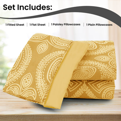 Deep Pocket Fitted Sheet Set 4-Piece Microfiber Soft Brushed Polyester Wrinkle Free Bed Sheets 10 Colors Twin Full Queen King California King