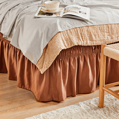 Bed Skirt Wrap Around Elastic – 15 Inch Drop Microfiber Dust Ruffle No Lift Needed Adjustable Hotel Quality Fade Resistant Machine Washable Twin Full Queen King 30 Colors