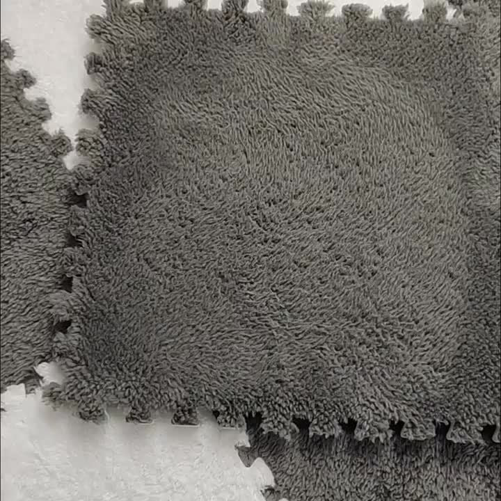 Interlocking Foam Floor Tiles 12pcs EVA Non-Slip Washable – Soft Solid Color Puzzle Mat for Bedroom Living Room Kids Play Area Pet Space, Grey Pink Apricot Purple