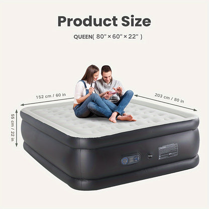 Air Mattress with Coil Beam Support – Plush Velvety Top, Non-Slip Bottom, 660 lb Capacity, Multiple Sizes & Heights, Inflatable Guest Bed for Indoor Camping Home Use