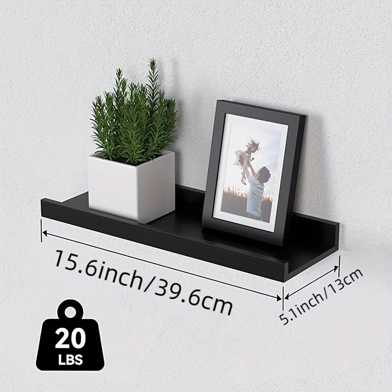 Rustic Wood Floating Shelves Wall Mounted Set 4 or 6 Pcs, Carbonized Black & White Shelf for Bathroom Bedroom Living Room Kitchen Office Plants Decor, Multi-Size Heavy Duty Wall Shelf Storage