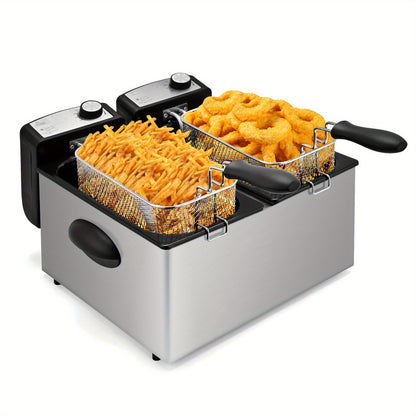 Home Deep Fryer with Basket Stainless Steel – 1.5L 2.5L 3L 6L Oil Fryer Adjustable Temperature 266–374°F Viewing Window Lid Cool-Touch Handle Easy Clean Kitchen Cooking Appliance