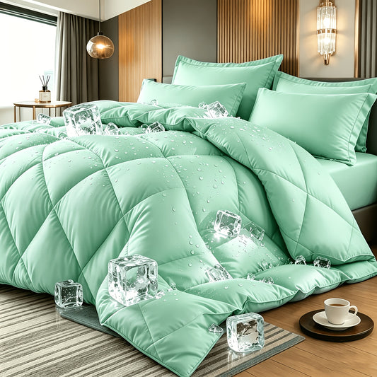 Thin Quilt Bedding Set with Pillowcases Lightweight Breathable Summer Comforter Solid Color Bed Quilt Twin Full Queen King Size Soft Fiber Filled Blanket for Bedroom