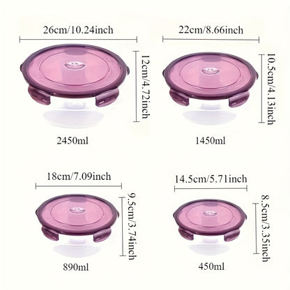 Refrigerator Storage Containers Set 3-4 Piece Large Capacity Airtight Stackable Food Storage Boxes Fresh Keeping Fruit Vegetable Meat Egg Dumpling Kitchen Organizer Purple Green Pink Blue Beige