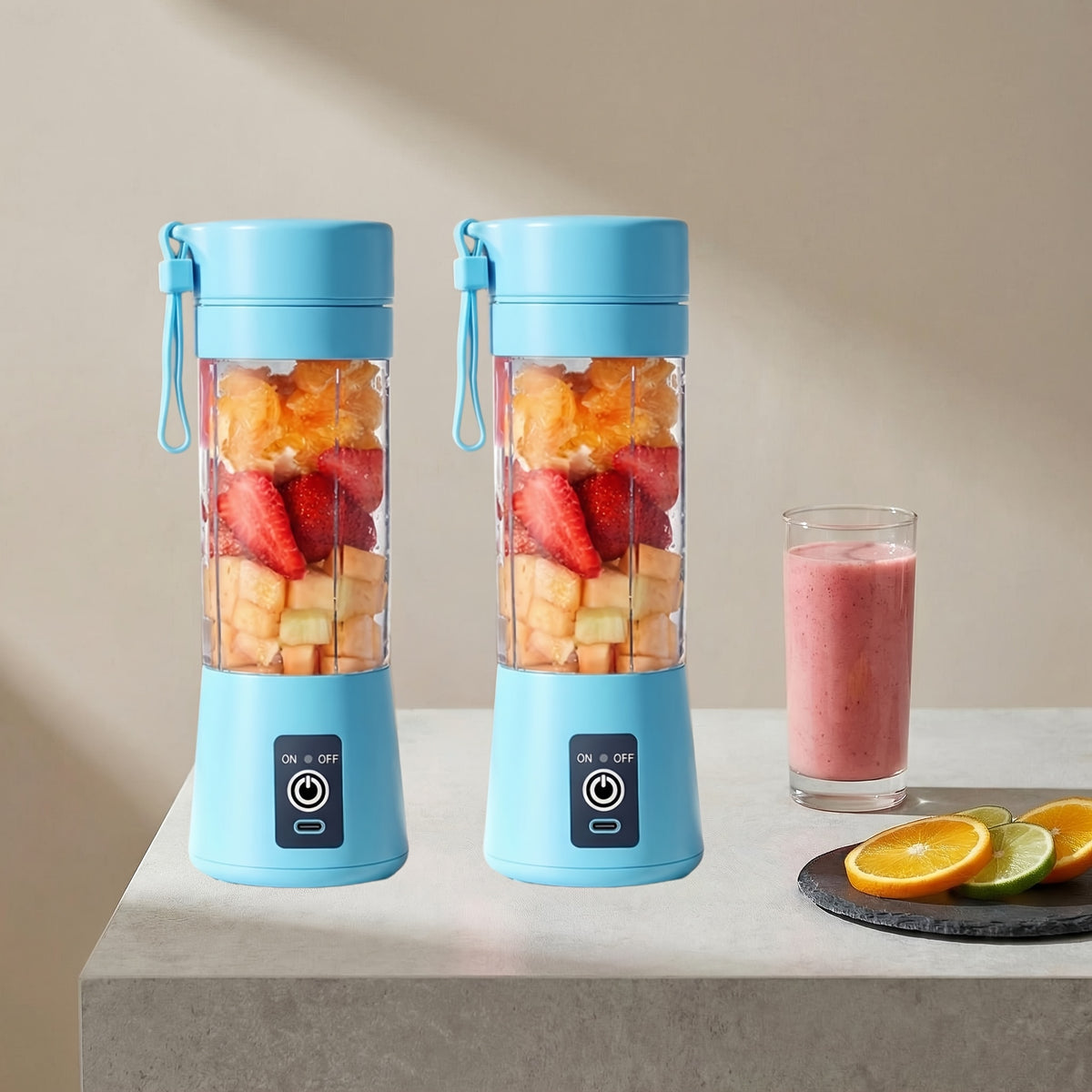 Portable Blender Rechargeable Electric Personal Blender for Juice Smoothies Coffee Milkshakes – USB Charging Compact Travel Blender Cup for Outdoor Camping Gym, 380ml or 1500mAh, Blue Pink White